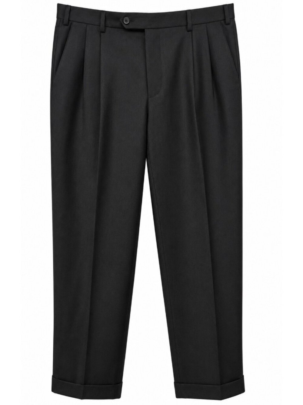 Enzo Mantovani Mens Black Wool Cashmere Pleated Cuffed Dress Pants 36x29 Italy